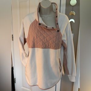 Abercrombie & Fitch Pink and Cream Quilted Turtleneck Sweater